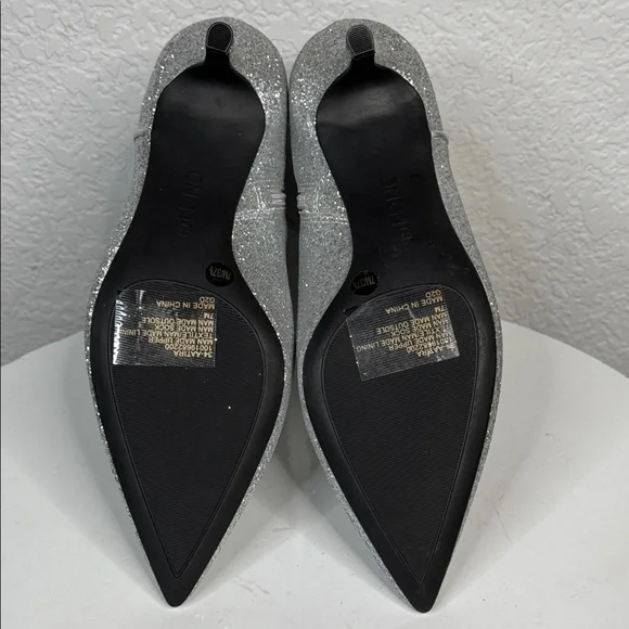 ON 34TH AATIRA TULIP GLITTER BOOTIES SILVER KITTEN HEEL POINTED TOE SIZE 7 *NIB* - Picture 14 of 15